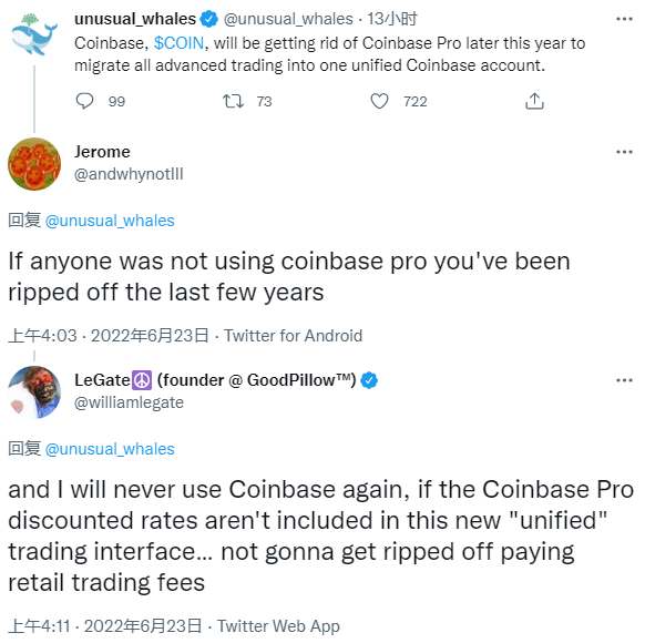 加密货币交易所Coinbase计划2022年底前终止专业版服务-第2张图片-欧意下载